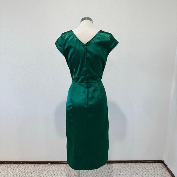 Stop Staring! Pinup Emerald Green satin midi dress Size Large - Picture 3 of 10